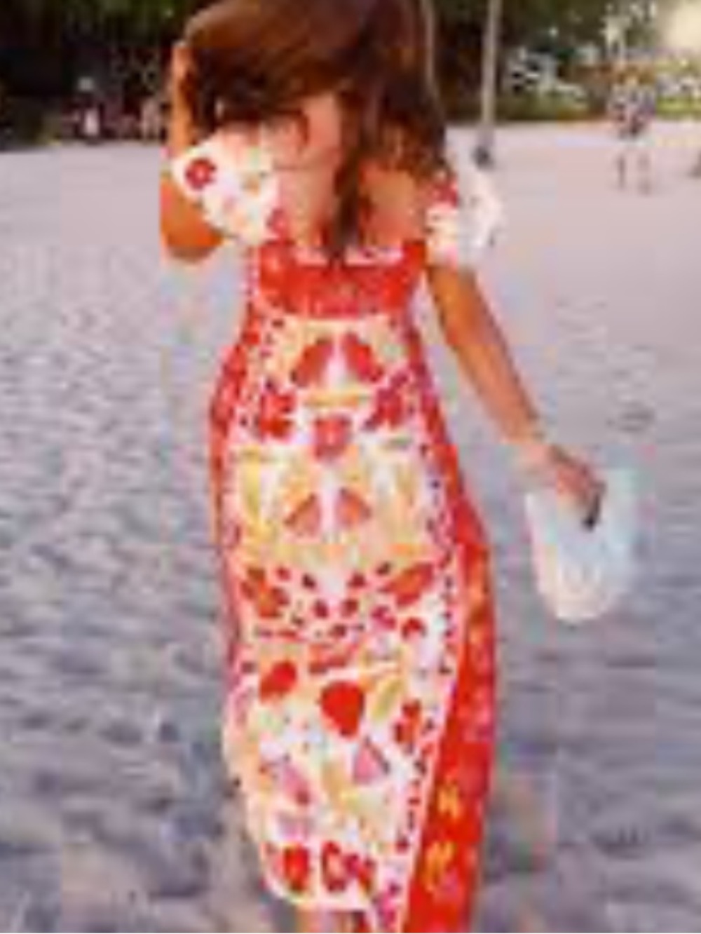 FARM Rio Coral and Cream Floral NWT Square-Neck Maxi Dress - Picture 7 of 8